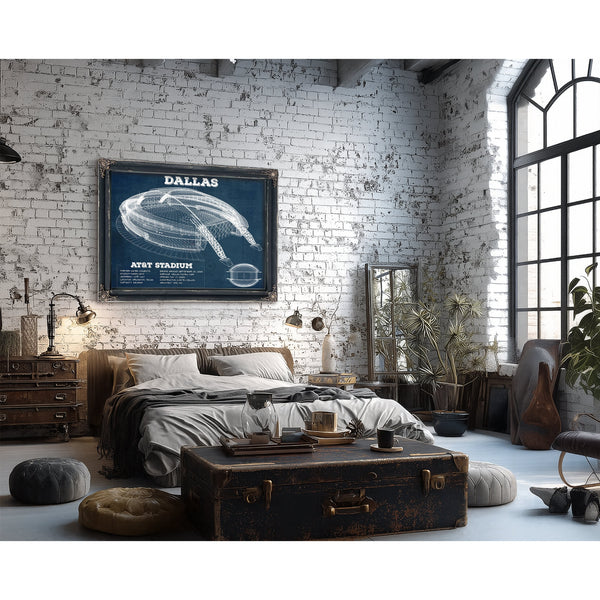 Dallas Cowboys - AT&T Stadium Print framed in Vintage Black in a farmhouse entryway