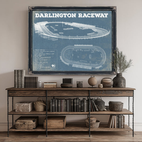 Darlington Raceway Blueprint NASCAR Race Track Print canvas print size guide 24x18 36x24 48x36 inches