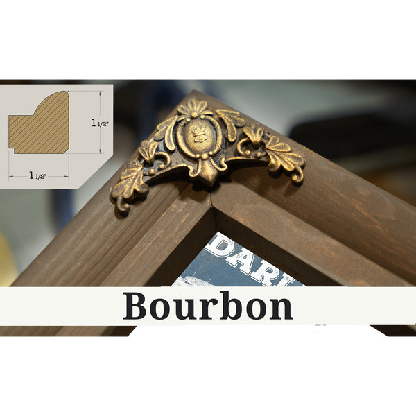 Bourbon frame corner detail, 1.5 inch ornate wood moulding, Darlington Raceway Blueprint NASCAR Race Track Print