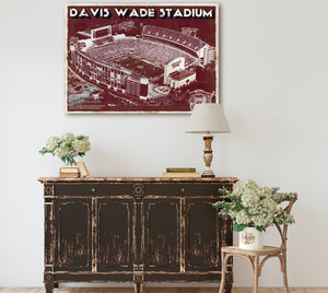 Cutler West Davis Wade Stadium -  Mississippi State Football Vintage Art Print
