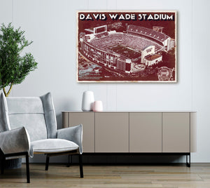 Cutler West Davis Wade Stadium -  Mississippi State Football Vintage Art Print