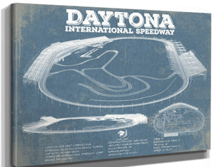 14" x 11" / Stretched Canvas Wrap Cutler West Daytona International Speedway Blueprint NASCAR Race Track Print