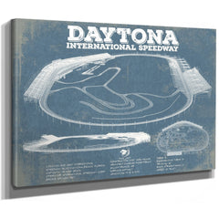 Daytona International Speedway Blueprint NASCAR Race Track Print as a stretched canvas wrap with gallery wrapped edges