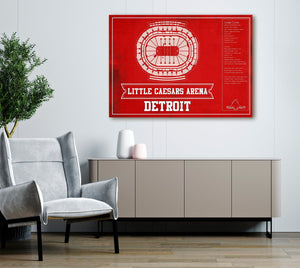 Cutler West Detroit Red Wings Team Colors - Little Caesars Arena Vintage Hockey Blueprint NHL Print