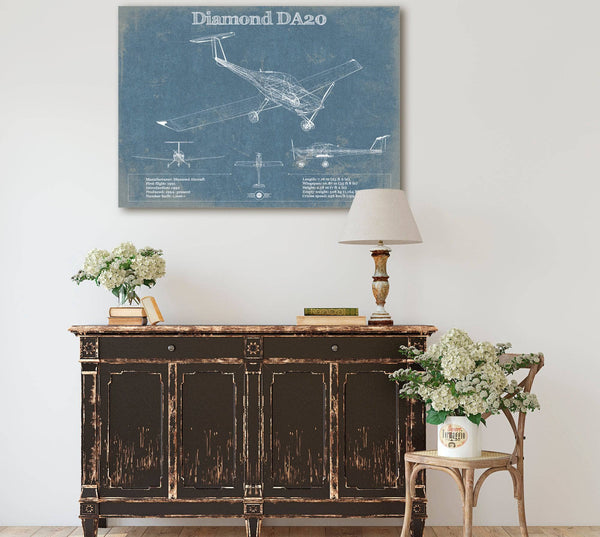 Cutler West Diamond DA20 Katana Vintage Aviation Blueprint Print