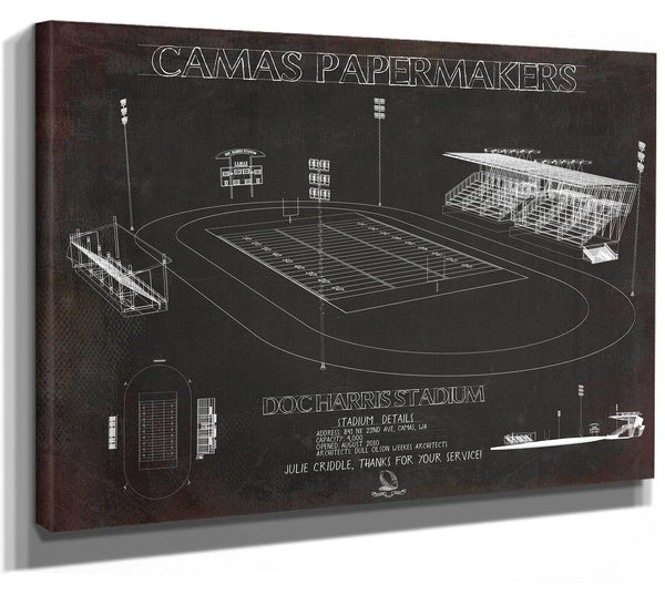 Cutler West Doc Harris Stadium Blueprint - Camas Papermakers Fan