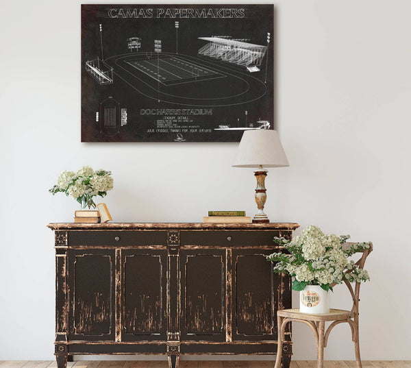 Cutler West Doc Harris Stadium Blueprint - Camas Papermakers Fan