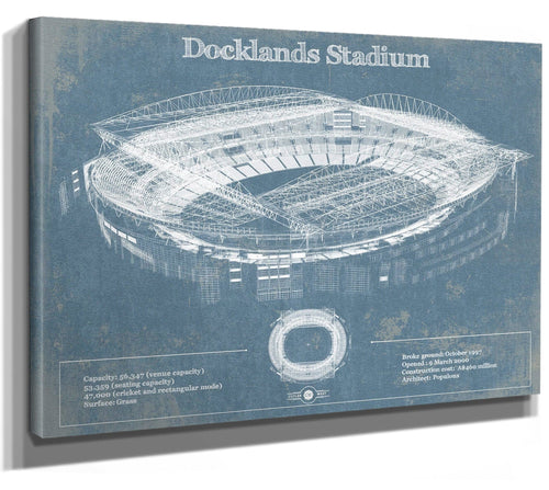 14" x 11" / Stretched Canvas Wrap Cutler West Docklands Stadium (Marvel Stadium) Vintage Australian Football AFL Stadium Print