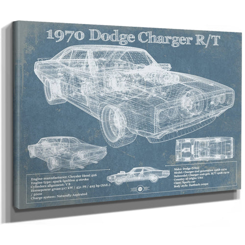 1970 Dodge Charger R/T (Fast and Furious) Print as a stretched canvas wrap with gallery wrapped edges