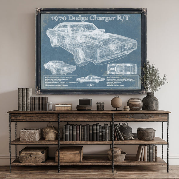 1970 Dodge Charger R/T (Fast and Furious) Print canvas print size guide 24x18 36x24 48x36 inches
