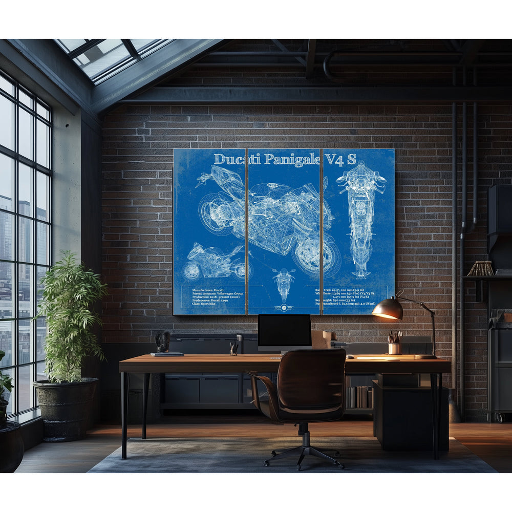 2020 Ducati Streetfighter V4 S Print in a distressed Vintage Black wood frame with ornate corners