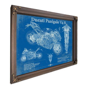 2020 Ducati Streetfighter V4 S Print in a Bourbon stained wood frame with antique gold corners