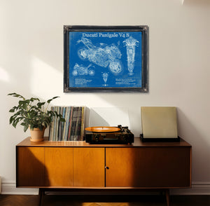 2020 Ducati Streetfighter V4 S Print framed in Vintage Black in a loft bedroom