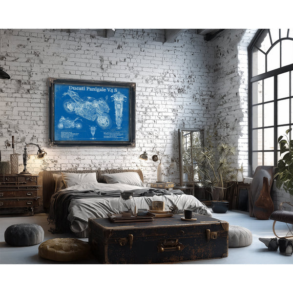 2020 Ducati Streetfighter V4 S Print framed in Vintage Black in a farmhouse entryway