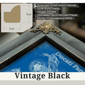 Vintage Black frame corner detail, 1.5 inch ornate wood moulding, 2020 Ducati Streetfighter V4 S Print