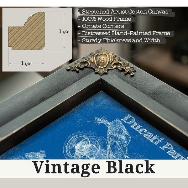 Vintage Black frame corner detail, 1.5 inch ornate wood moulding, 2020 Ducati Streetfighter V4 S Print