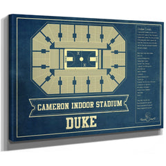 Duke Blue Devils - Cameron Indoor Stadium Seating Print as a stretched canvas wrap with gallery wrapped edges