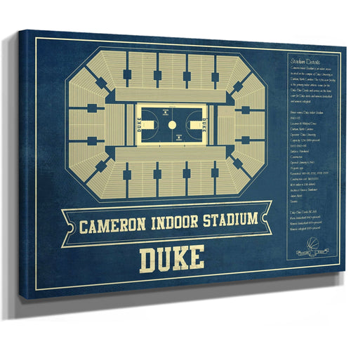 Duke Blue Devils - Cameron Indoor Stadium Seating Print as a stretched canvas wrap with gallery wrapped edges