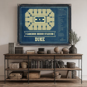 Duke Blue Devils - Cameron Indoor Stadium Seating Print canvas print size guide 24x18 36x24 48x36 inches
