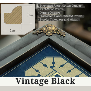 Vintage Black frame corner detail, 1.5 inch ornate wood moulding, Duke Blue Devils - Cameron Indoor Stadium Seating Print