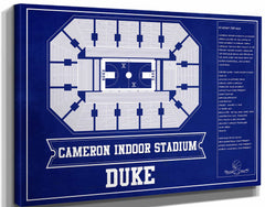 14" x 11" / Stretched Canvas Wrap Cutler West Duke Blue Devils - Cameron Indoor Stadium Seating Chart Team Color - College Basketball Blueprint Art