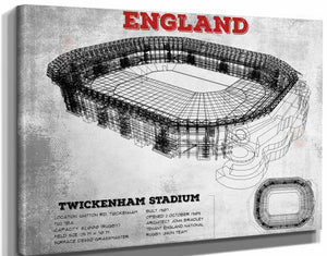 14" x 11" / Stretched Canvas Wrap Cutler West England Rugby - Vintage Twickenham Stadium Print