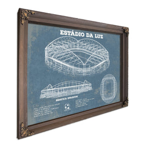Estudio da Luz (Benfica Stadium) - Portugal National Print in a Bourbon stained wood frame with antique gold corners