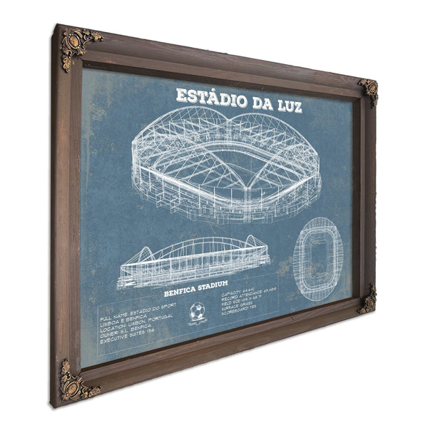 Estudio da Luz (Benfica Stadium) - Portugal National Print in a Bourbon stained wood frame with antique gold corners