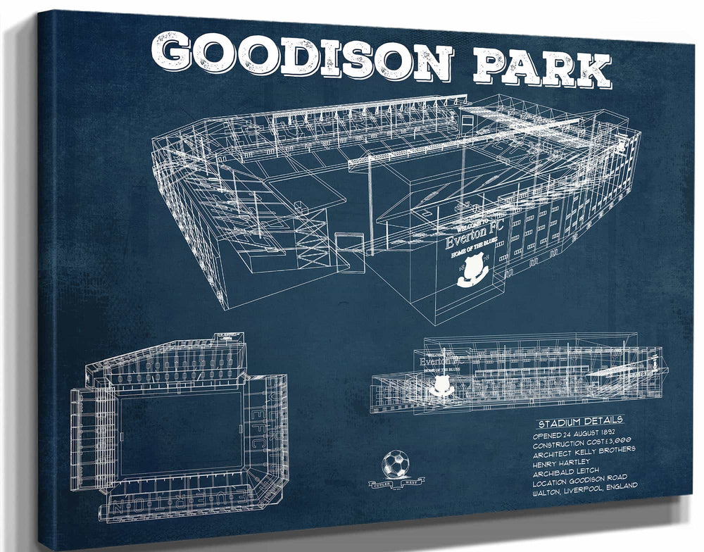 14" x 11" / Stretched Canvas Wrap Cutler West Everton Football Club - Vintage Goodison Park Soccer Print