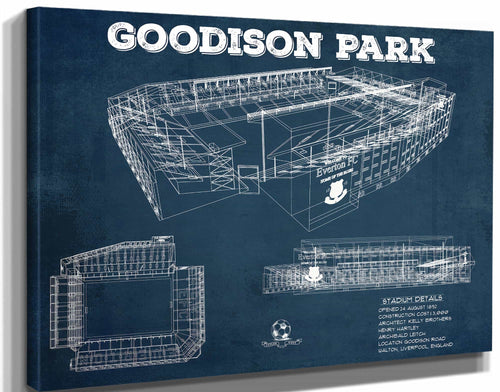 14" x 11" / Stretched Canvas Wrap Cutler West Everton Football Club - Vintage Goodison Park Soccer Print