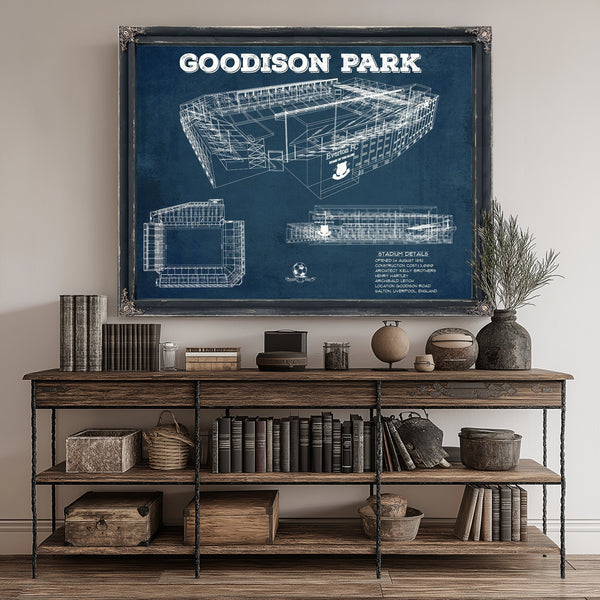 Everton Football Club - Goodison Park Stadium Print canvas print size guide 24x18 36x24 48x36 inches