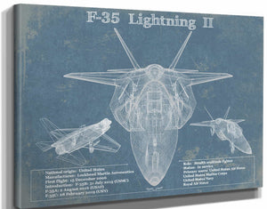 14" x 11" / Stretched Canvas Wrap Cutler West F-35 Aircraft Patent Blueprint Original Design Wall Art