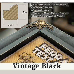 Vintage Black frame corner detail, 1.5 inch ornate wood moulding, Ferrari 250 Testa Rossa Blueprint Art Print