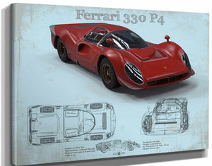 14" x 11" / Stretched Canvas Wrap Cutler West Ferrari 330 P4 Vintage Sports Car Print