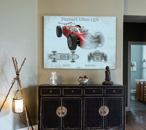 Cutler West Ferrari Dino 156 F1 Original Blueprint Art