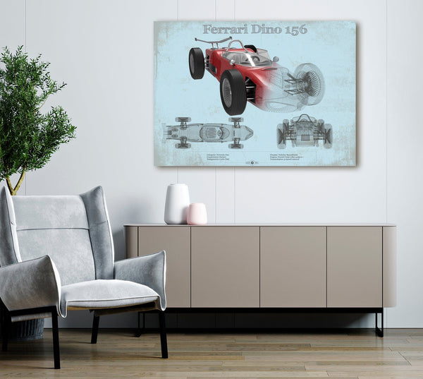 Cutler West Ferrari Dino 156 F1 Original Blueprint Art