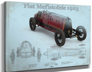 14" x 11" / Stretched Canvas Wrap Cutler West Fiat Mephistopheles Blueprint Vintage Auto Print