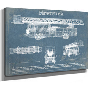 Fire Blueprint Art Print as a stretched canvas wrap with gallery wrapped edges