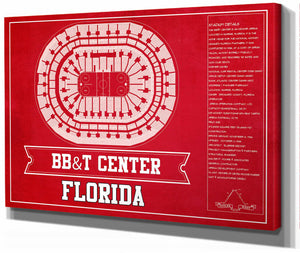 14" x 11" / Stretched Canvas Wrap Cutler West Florida Panthers BB&T Center Seating Chart - Vintage Hockey Team Color Print