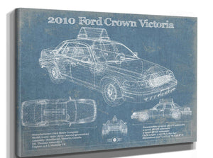 14" x 11" / Stretched Canvas Wrap Cutler West Ford Crown Victoria New York Taxi Blueprint Vintage Auto Print