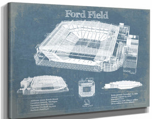 14" x 11" / Stretched Canvas Wrap Cutler West Ford Field - Detroit Lions NFL Vintage Football Print