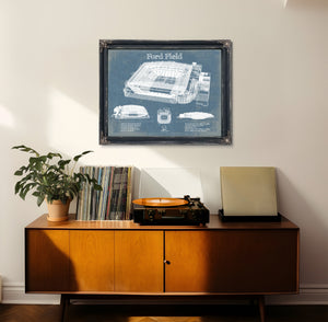 Ford Field - Detroit Lions NFL Stadium Print framed in Vintage Black in a loft bedroom