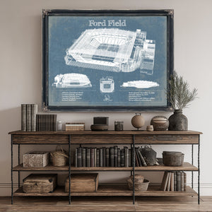 Ford Field - Detroit Lions NFL Stadium Print canvas print size guide 24x18 36x24 48x36 inches