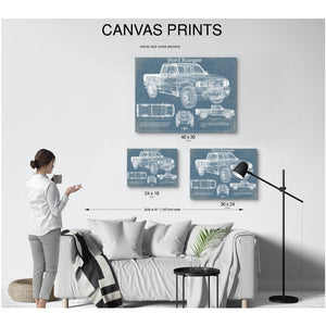 Ford Ranger Blueprint Truck Print displayed on a wall