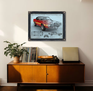 1969 Ford Shelby Mustang GT500 Convertible Print framed in Vintage Black in a loft bedroom