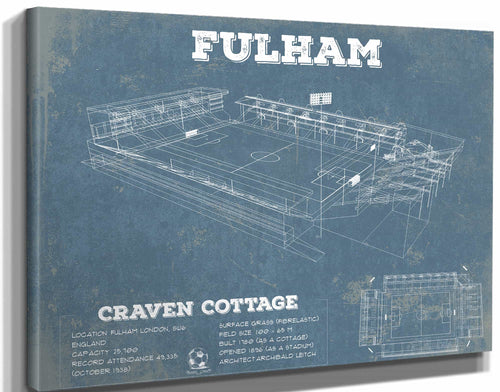 14" x 11" / Stretched Canvas Wrap Cutler West Fulham Football Club Craven Cottage - Vintage Soccer Print