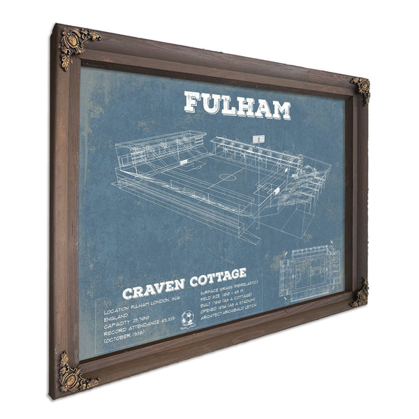 Fulham Football Club Craven Cottage Stadium Print in a Bourbon stained wood frame with antique gold corners