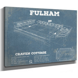 Fulham Football Club Craven Cottage Stadium Print as a stretched canvas wrap with gallery wrapped edges