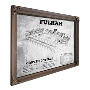 Fulham Football Club Craven Cottage Stadium Print in a Bourbon stained wood frame with antique gold corners