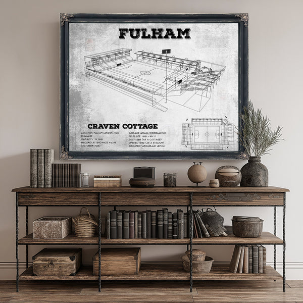 Fulham Football Club Craven Cottage Stadium Print canvas print size guide 24x18 36x24 48x36 inches